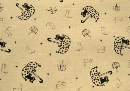 BLACK CAT AND UMBRELLA JAPANESE COTTON FABRIC-supplies,comercial,sewing,fabric,pattern,handmade,chindren custom,dress,pants,applique,vintage,tutorial knitting,neddles,owls,japanese,kawaii,fabric,cotton fabric,cotton,ribbon,bows,hair clips,hair accessories,toddles,baby shower,girl,summer,tunic,wallet,purse,buttons,thread,international shippinf,free shipping,flat rate