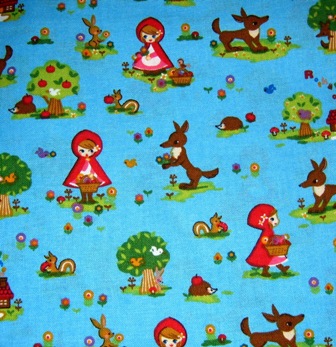 BLUE LITTLE RED RIDING HOOD JAPANESE COTTON FABRIC-supplies,comercial,sewing,fabric,pattern,handmade,chindren custom,dress,pants,applique,vintage,tutorial knitting,neddles,owls,japanese,kawaii,fabric,cotton fabric,cotton,ribbon,bows,hair clips,hair accessories,toddles,baby shower,girl,summer,tunic,wallet,purse,buttons,thread,international shippinf,free shipping,flat rate