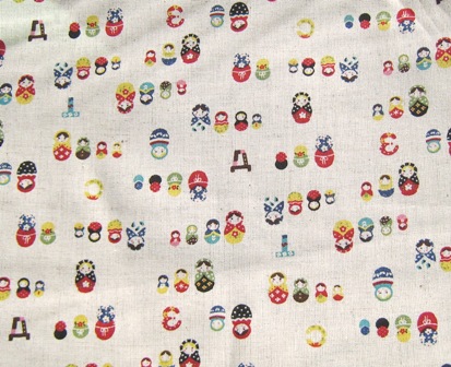 MATRYOSHKA RUSSIAN DOLLS JAPANESE COTTON FABRIC-supplies,comercial,sewing,fabric,pattern,handmade,chilndren custom,dress,pants,applique,vintage,tutorial knitting,neddles,owls,japanese,kawaii,fabric,cotton fabric,cotton,ribbon,bows,hair clips,hair accessories,toddles,baby shower,girl,summer,tunic,wallet,purse,buttons,thread,international shipping,free shipping,flat rate