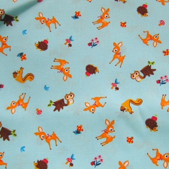 BLUE DEER OWL AND FRIENDS JAPANESE COTTON FABRIC-supplies,comercial,sewing,fabric,pattern,handmade,chilndren custom,dress,pants,applique,vintage,tutorial knitting,neddles,owls,japanese,kawaii,fabric,cotton fabric,cotton,ribbon,bows,hair clips,hair accessories,toddles,baby shower,girl,summer,tunic,wallet,purse,buttons,thread,international shipping,free shipping,flat rate