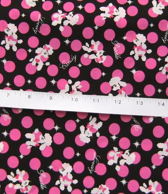 BLACK FRENCH POODLES POLKA DOTS JAPANESE COTTON FABRIC-supplies,comercial,sewing,fabric,pattern,handmade,chilndren custom,dress,pants,applique,vintage,tutorial knitting,neddles,owls,japanese,kawaii,fabric,cotton fabric,cotton,ribbon,bows,hair clips,hair accessories,toddles,baby shower,girl,summer,tunic,wallet,purse,buttons,thread,international shipping,free shipping,flat rate
