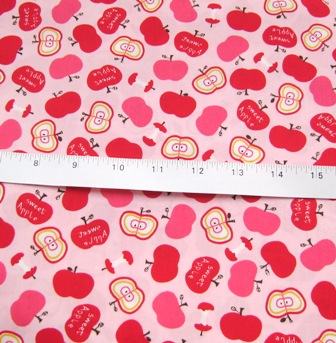 KAWAII SWEET APPLES JAPANESE COTTON FABRIC-supplies,comercial,sewing,fabric,pattern,handmade,chilndren custom,dress,pants,applique,vintage,tutorial knitting,neddles,owls,japanese,kawaii,fabric,cotton fabric,cotton,ribbon,bows,hair clips,hair accessories,toddles,baby shower,girl,summer,tunic,wallet,purse,buttons,thread,international shipping,free shipping,flat rate