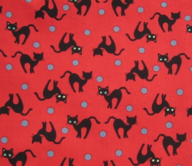 KAWAII RED AND BLACK CUTE CATS JAPANESE COTTON FABRIC-supplies,comercial,sewing,fabric,pattern,handmade,children custom,dress,pants,applique,vintage,tutorial knitting,neddles,owls,japanese,kawaii,fabric,cotton fabric,cotton,ribbon,bows,hair clips,hair accessories,toddles,baby shower,girl,summer,tunic,wallet,purse,buttons,thread,international shipping,free shipping,flat rate