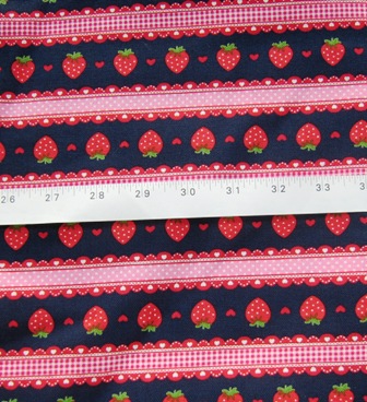 BLUE STRAWBERRY GINGHAM JAPANESE COTTON FABRIC-supplies,comercial,sewing,fabric,pattern,handmade,children custom,dress,pants,applique,vintage,tutorial knitting,neddles,owls,japanese,kawaii,fabric,cotton fabric,cotton,ribbon,bows,hair clips,hair accessories,toddles,baby shower,girl,summer,tunic,wallet,purse,buttons,thread,international shipping,free shipping,flat rate