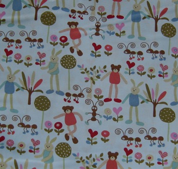 BEARS ANTS AND BUNNY BLUE JAPANESE COTTON FABRIC-supplies,comercial,sewing,fabric,pattern,handmade,chilndren custom,dress,pants,applique,vintage,tutorial knitting,neddles,owls,japanese,kawaii,fabric,cotton fabric,cotton,ribbon,bows,hair clips,hair accessories,toddles,baby shower,girl,summer,tunic,wallet,purse,buttons,thread,international shipping,free shipping,flat rate