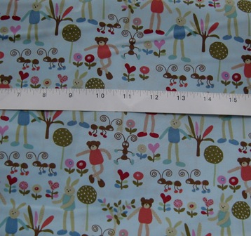 BEARS ANTS AND BUNNY BLUE JAPANESE COTTON FABRIC-supplies,comercial,sewing,fabric,pattern,handmade,chilndren custom,dress,pants,applique,vintage,tutorial knitting,neddles,owls,japanese,kawaii,fabric,cotton fabric,cotton,ribbon,bows,hair clips,hair accessories,toddles,baby shower,girl,summer,tunic,wallet,purse,buttons,thread,international shipping,free shipping,flat rate