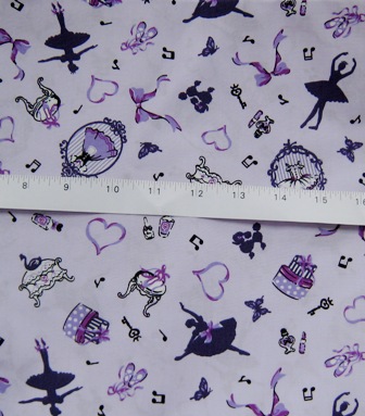 LILAC PURPLE BALLERINA JAPANESE COTTON FABRIC-supplies,comercial,sewing,fabric,pattern,handmade,chilndren custom,dress,pants,applique,vintage,tutorial knitting,neddles,owls,japanese,kawaii,fabric,cotton fabric,cotton,ribbon,bows,hair clips,hair accessories,toddles,baby shower,girl,summer,tunic,wallet,purse,buttons,thread,international shipping,free shipping,flat rate