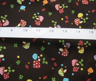 BROWN POLKA DOTS MUSHROOMS JAPANESE COTTON FABRIC-supplies,comercial,sewing,fabric,pattern,handmade,chilndren custom,dress,pants,applique,vintage,tutorial knitting,neddles,owls,japanese,kawaii,fabric,cotton fabric,cotton,ribbon,bows,hair clips,hair accessories,toddles,baby shower,girl,summer,tunic,wallet,purse,buttons,thread,international shipping,free shipping,flat rate