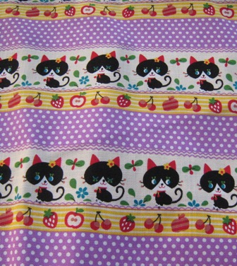Lilac Polka Dots Fruits and Cats Japanese Cotton Fabric-supplies,comercial,sewing,fabric,pattern,handmade,chilndren custom,dress,pants,applique,vintage,tutorial knitting,neddles,owls,japanese,kawaii,fabric,cotton fabric,cotton,ribbon,bows,hair clips,hair accessories,toddles,baby shower,girl,summer,tunic,wallet,purse,buttons,thread,international shipping,free shipping,flat rate
