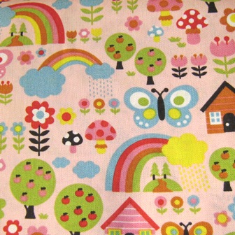 BUTTERFLY MUSHROOM IN THE GARDEN JAPANESE COTTON FABRIC-supplies,commercial,sewing,fabric,pattern,handmade,children custom,dress,pants,applique,vintage,tutorial knitting,neddles,owls,japanese,kawaii,fabric,cotton fabric,cotton,ribbon,bows,hair clips,hair accessories,toddles,baby shower,girl,summer,tunic,wallet,purse,buttons,thread,international shipping,free shipping,flat rate