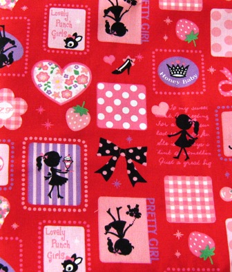 KAWAII PRETY GIRL RED JAPANESE COTTON FABRIC-supplies,commercial,sewing,fabric,pattern,handmade,children custom,dress,pants,applique,vintage,tutorial 
