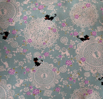 BLUE ROSES AND CATS JAPANESE COTTON FABRIC-supplies,commercial,sewing,fabric,pattern,handmade,children custom,dress,pants,applique,vintage,tutorial knitting,neddles,owls,japanese,kawaii,fabric,cotton fabric,cotton,ribbon,bows,hair clips,hair accessories,toddles,baby shower,girl,summer,tunic,wallet,purse,buttons,thread,international shipping,free shipping,flat rate