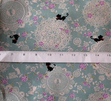 BLUE ROSES AND CATS JAPANESE COTTON FABRIC-supplies,commercial,sewing,fabric,pattern,handmade,children custom,dress,pants,applique,vintage,tutorial knitting,neddles,owls,japanese,kawaii,fabric,cotton fabric,cotton,ribbon,bows,hair clips,hair accessories,toddles,baby shower,girl,summer,tunic,wallet,purse,buttons,thread,international shipping,free shipping,flat rate
