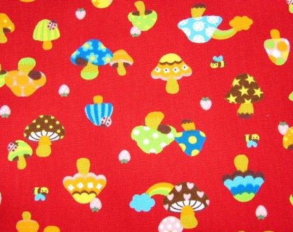 COLORFUL MUSHROOM JAPANESE COTTON FABRIC-supplies, commercial, sewing, fabric, pattern, handmade, children, costume, dress, pants, applique, vintage, tutorial, knitting needles,owls,japanese,fabric,cotton fabric,cotton,