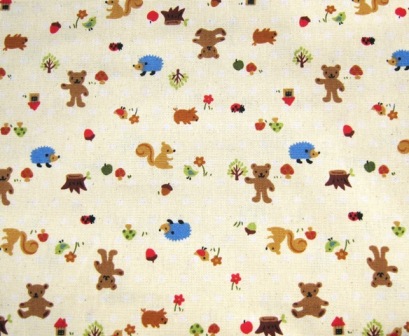 LITTLE ANIMALS IN THE FOREST COTTON JAPANESES FABRIC-supplies, commercial, sewing, fabric, pattern, handmade, children, costume, dress, pants, applique, vintage, tutorial, knitting needles,owls,japanese,fabric,cotton fabric,cotton,