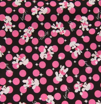 BLACK FRENCH POODLES POLKA DOTS JAPANESE COTTON FABRIC-supplies,comercial,sewing,fabric,pattern,handmade,chilndren custom,dress,pants,applique,vintage,tutorial knitting,neddles,owls,japanese,kawaii,fabric,cotton fabric,cotton,ribbon,bows,hair clips,hair accessories,toddles,baby shower,girl,summer,tunic,wallet,purse,buttons,thread,international shipping,free shipping,flat rate