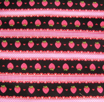 BLACK STRAWBERRY GINGHAM JAPANESE COTTON FABRIC-supplies,comercial,sewing,fabric,pattern,handmade,children custom,dress,pants,applique,vintage,tutorial knitting,neddles,owls,japanese,kawaii,fabric,cotton fabric,cotton,ribbon,bows,hair clips,hair accessories,toddles,baby shower,girl,summer,tunic,wallet,purse,buttons,thread,international shipping,free shipping,flat rate