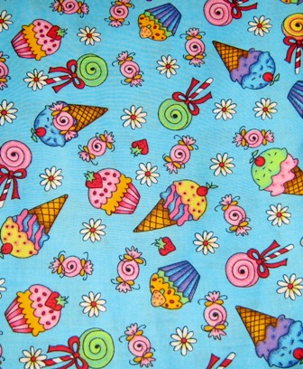 CUPCAKE CANDY ICE CREAM CONE JAPANESE COTTON FABRIC-supplies,commercial,sewing,fabric,pattern,handmade,children custom,dress,pants,applique,vintage,tutorial knitting,neddles,owls,japanese,kawaii,fabric,cotton fabric,cotton,ribbon,bows,hair clips,hair accessories,toddles,baby shower,girl,summer,tunic,wallet,purse,buttons,thread,international shipping,free shipping,flat rate