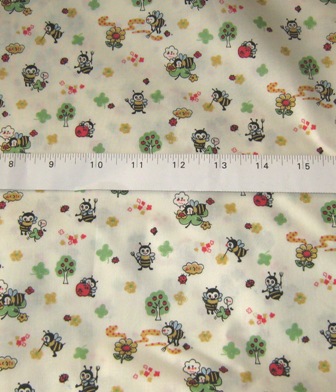BUMBLE BEE LADY BUG JAPANESE COTTON FABRIC-supplies,commercial,sewing,fabric,pattern,handmade,children custom,dress,pants,applique,vintage,tutorial knitting,neddles,owls,japanese,kawaii,fabric,cotton fabric,cotton,ribbon,bows,hair clips,hair accessories,toddles,baby shower,girl,summer,tunic,wallet,purse,buttons,thread,international shipping,free shipping,flat rate