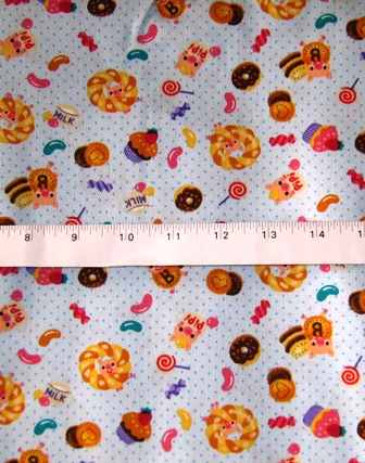 BLUE SWEET DAY DESSERTS JAPANESE COTTON FABRIC-supplies,commercial,sewing,fabric,pattern,handmade,children custom,dress,pants,applique,vintage,tutorial knitting,neddles,owls,japanese,kawaii,fabric,cotton fabric,cotton,ribbon,bows,hair clips,hair accessories,toddles,baby shower,girl,summer,tunic,wallet,purse,buttons,thread,international shipping,free shipping,flat rate