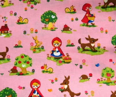 PINK  LITTLE RED RIDING HOOD JAPANESE COTTON FABRIC