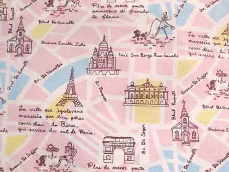 PINK VACATIONS IN PARIS JAPANESE COTTON FABRIC
