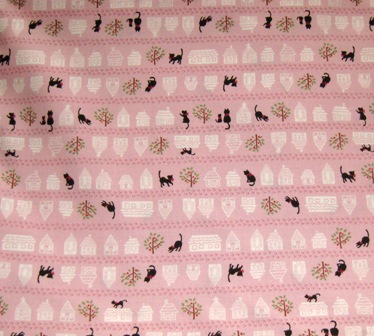 PINK CAT PAWS AND CATS JAPANESE COTTON FABRIC