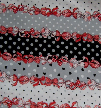RED BOWS AND POLKA DOTS JAPANESE COTTON FABRIC