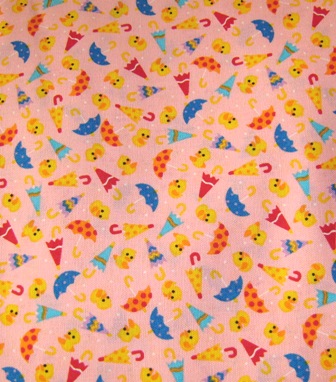 PINK DUCKS AND UMBRELLAS JAPANESE COTTON FABRIC