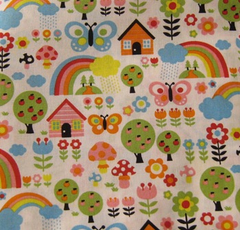 WHITE BUTTERFLIES IN THE GARDEN JAPANESE COTTON FABRIC