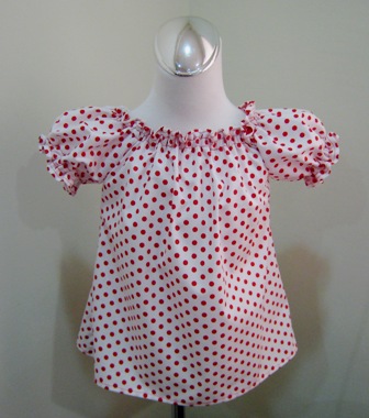 Custom Boutique White With Red Polka Dots Peasant Top 12M To 7