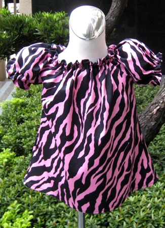 Custom Boutique Black And Pink Zebra Print Peasant Top 12M To 7