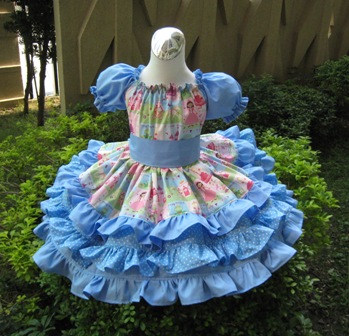 Blue Fairy Tale Triple Ruffle Peasant Dress