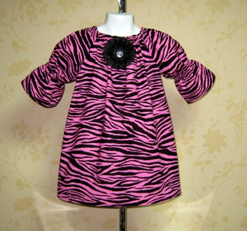 Hot Pink Zebra Peasant Dress