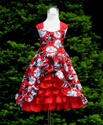 Red White And Black Peek A Boo Ruffle Dress